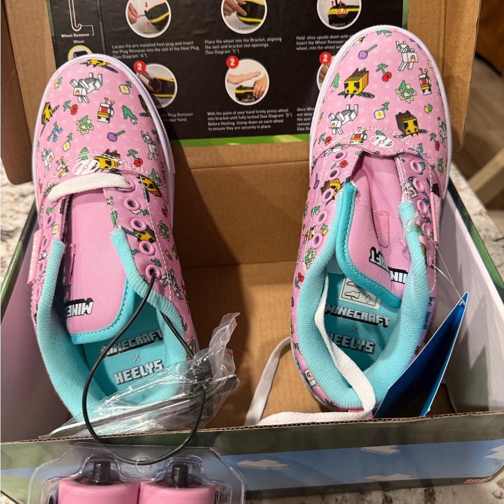 Heelys Minecraft Kids Sneakers - Pink and Aqua